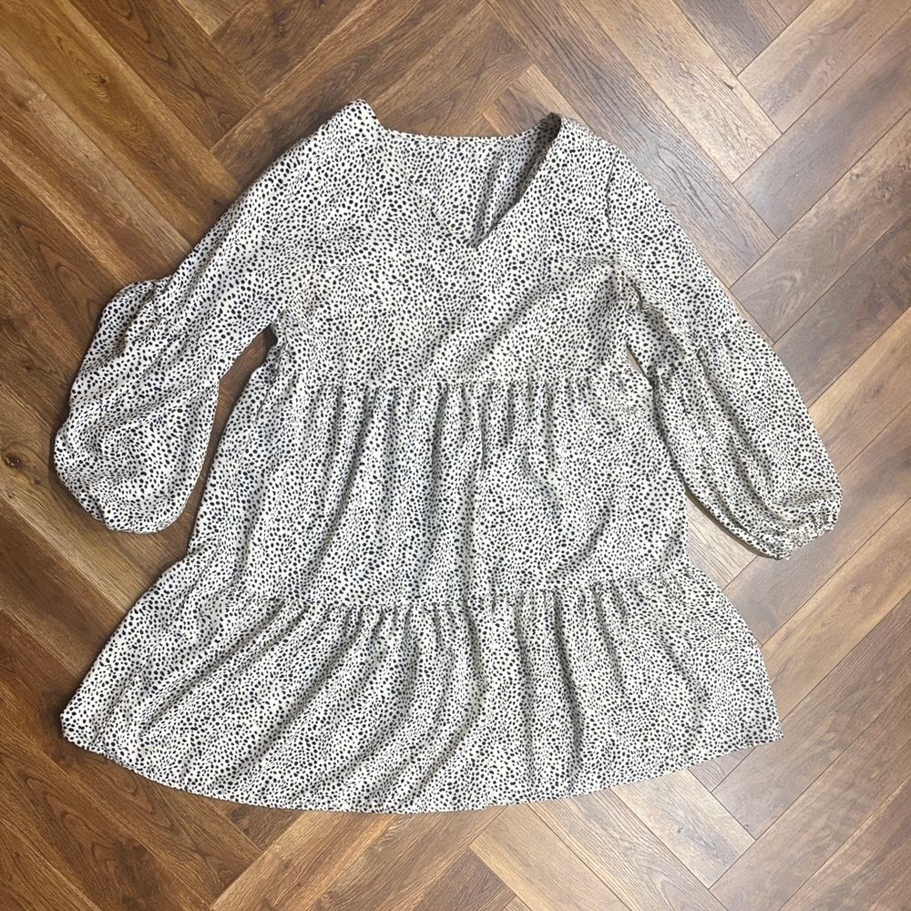 H&M Monochrome Patterned Long Sleeve Dress